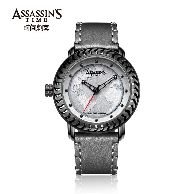 GESMART Men's New Fashion Quartz Watch Leather Band Personality Trendy Student Wristwatch