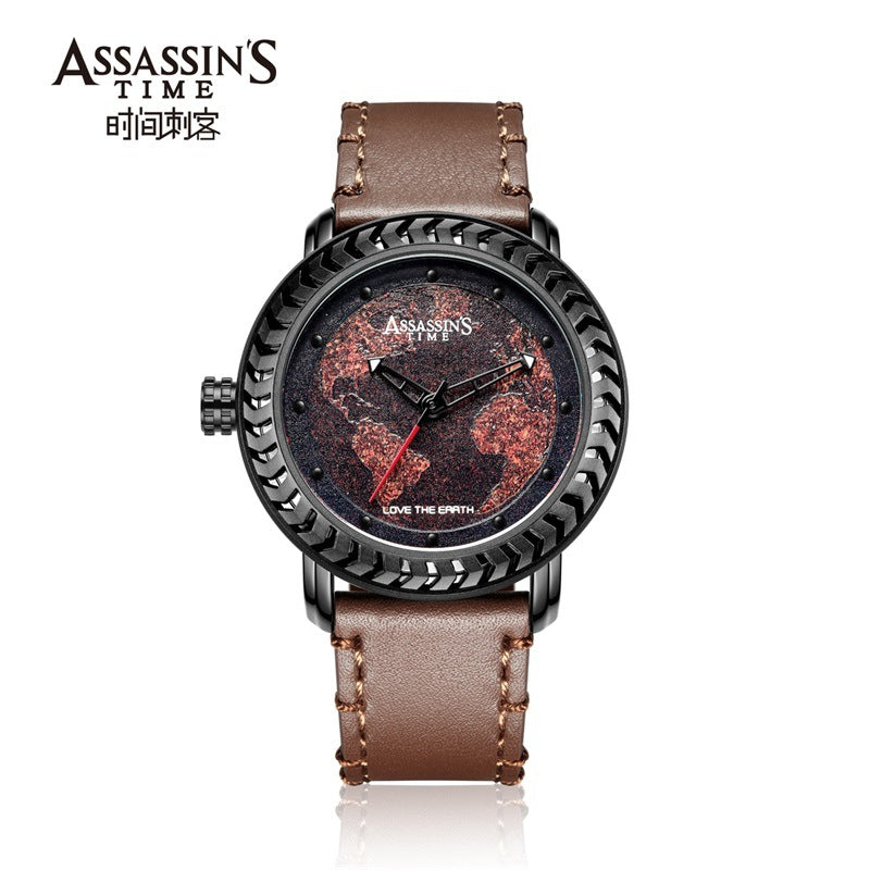 GESMART Men's New Fashion Quartz Watch Leather Band Personality Trendy Student Wristwatch