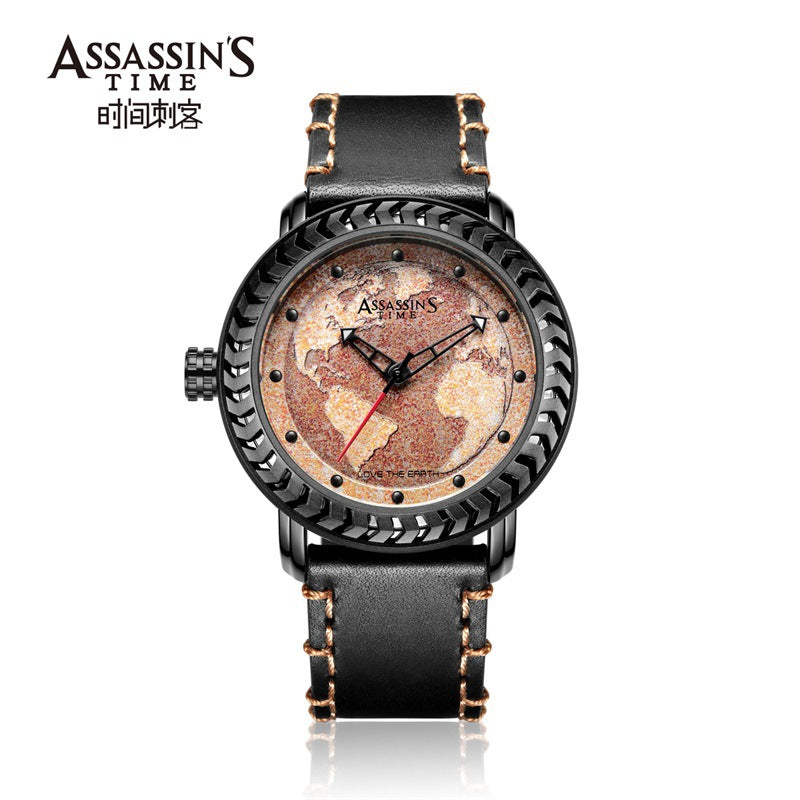 GESMART Men's New Fashion Quartz Watch Leather Band Personality Trendy Student Wristwatch