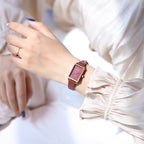 GESMART Women's Small Square Watch Slim Leather Band Compact Fashion Water Resistant Ladies Wristwatch