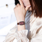 GESMART Women's Small Square Watch Slim Leather Band Compact Fashion Water Resistant Ladies Wristwatch