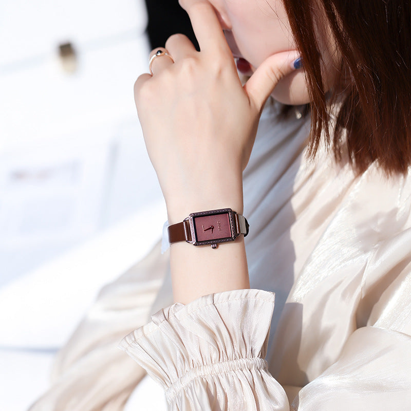 GESMART Women's Small Square Watch Slim Leather Band Compact Fashion Water Resistant Ladies Wristwatch