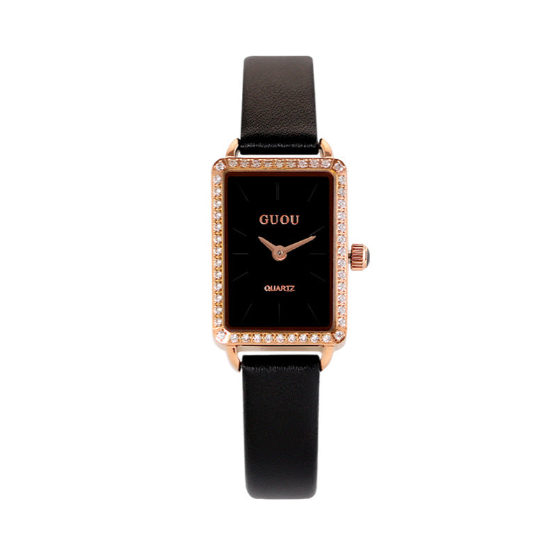 GESMART Women's Small Square Watch Slim Leather Band Compact Fashion Water Resistant Ladies Wristwatch