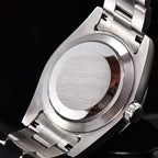 Men?s 40mm 316L stainless steel wristwatch, sapphire glass, waterproof with mechanical diving design and 3/6/9 markers.