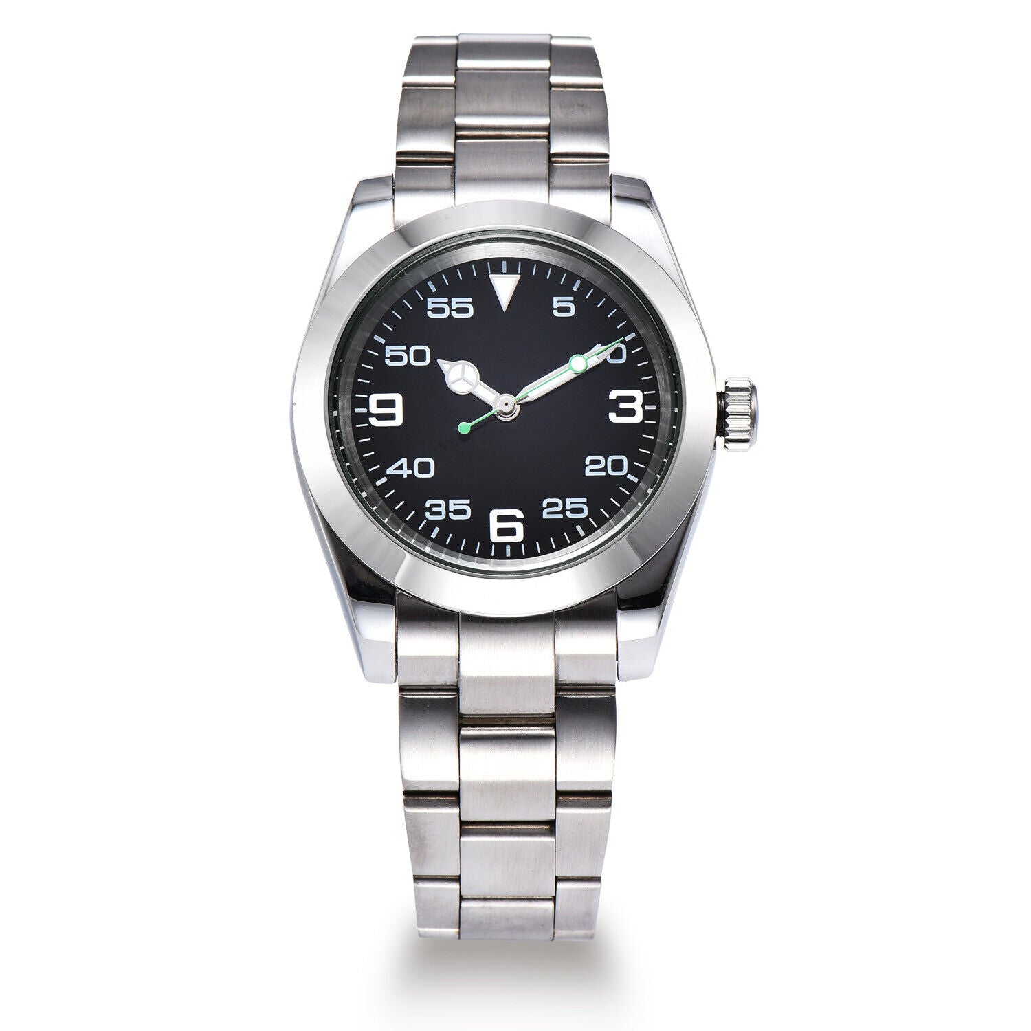 316L stainless steel men's wristwatch, 40mm, sapphire glass, waterproof, mechanical diving style with 3/6/9 markers.