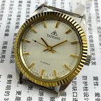 TAIHANG 38mm manual mechanical watch with silver dial, gold markers, round case, 17 jewels craftsmanship.