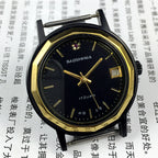 37mm Shanghai manual mechanical watch with single calendar, black dodecagonal case and classic leather strap.