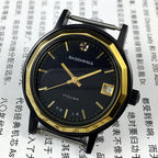 37mm Shanghai manual mechanical watch with single calendar, black dodecagonal case and classic leather strap.