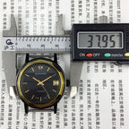 37mm Shanghai manual mechanical watch with single calendar, black dodecagonal case, and classic leather strap for elegant daily wear.