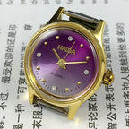 23mm SHANGHAI HAIDA lady watch with manual movement, imitation diamond markers, elegant black leather strap