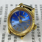 HAIDA 23mm golden nail lady watch featuring a gradient blue dial and 17-jewel manual mechanical movement.