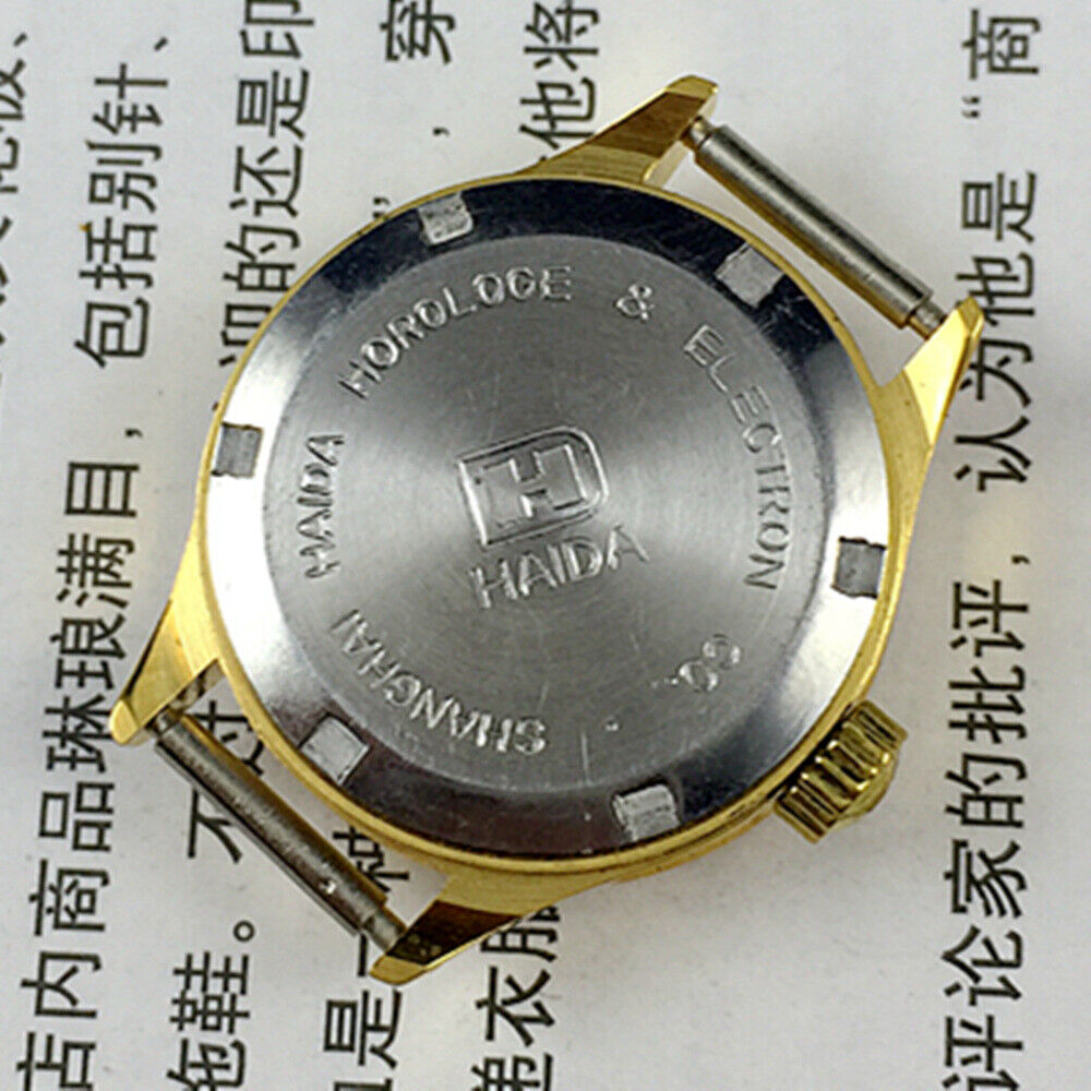 HAIDA 23mm golden ladies watch with gradient blue dial, 17-jewel manual mechanical movement, elegant design.