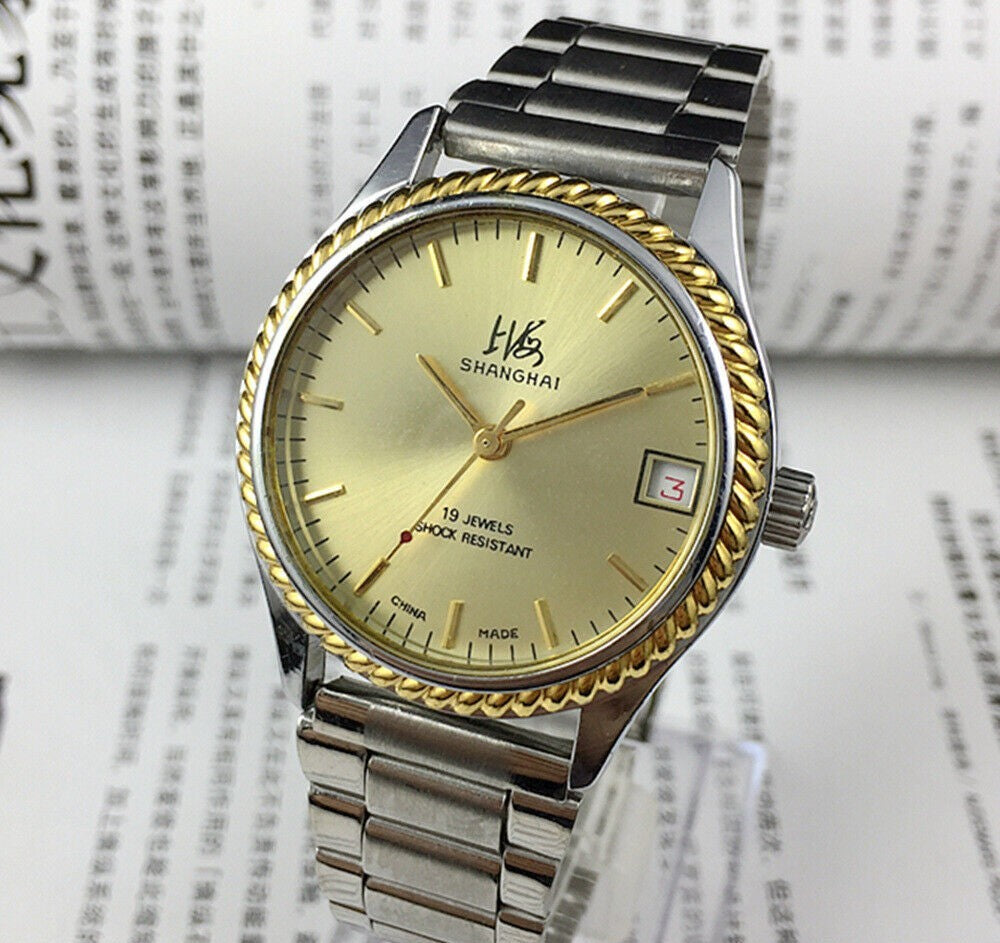 36.5mm Shanghai Factory Made Manual Mechanical Watch 19 Jews Shock-Resistant