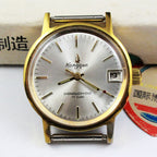 33mm Kongque steel manual watch with silver dial, 17 jewels, single calendar function, elegant design.