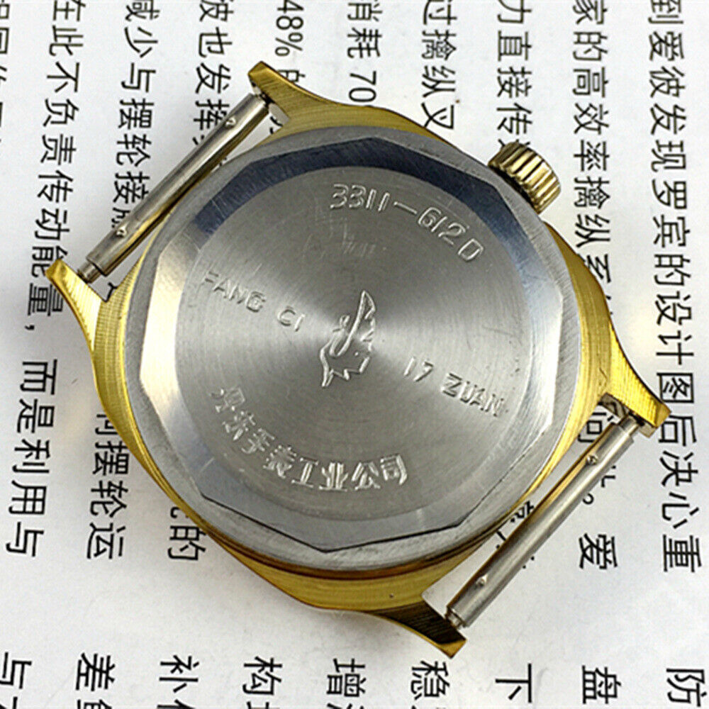 33mm Chunlan manual steel watch with silver dial, 17-jewel movement, and adjustable stainless steel band.