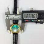 HAIDA Lady's manual mechanical watch with golden nails, 17 jewels, gradient green oval dial for elegant timekeeping.