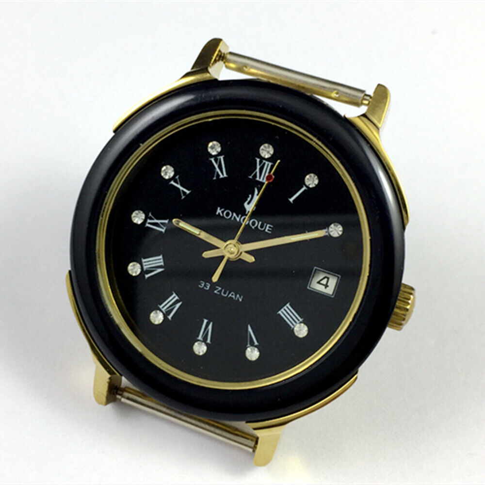 Black dial 37mm Kongque automatic watch with Roman numerals, 33 jewels precision movement, elegant design.