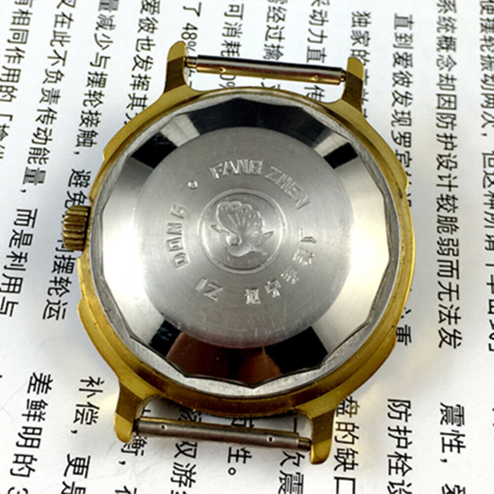 37mm automatic mechanical watch with black dial and golden Roman numerals, showcasing 33 jewels for precision.