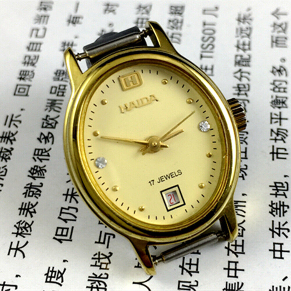 Classic Manual Mechanical Lady Watch with Imitation Diamond Nails, 17 Jewels, Single Calendar at 6 o?clock