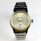 Chunlan 33mm manual mechanical watch with silver dial and steel band, 17 jewels, classic design.