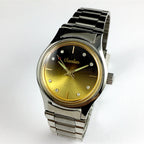 China Chunlan Steel mechanical watch with 17 jewels, golden brown gradient dial, and elegant classic design for timeless style.