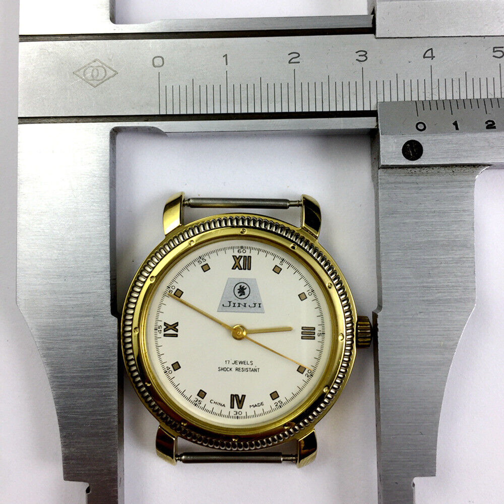 SHANGHAI JINJI manual mechanical watch featuring 17 jewels, Roman numeral dial, and shock-resistant design for durability.