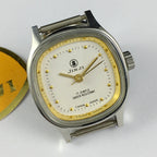 Elegant 26mm SHANGHAI JINJI Lady Watch with golden square case, manual mechanical movement, 17 jewels for precision.