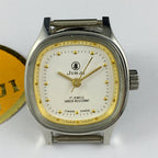 SHANGHAI JINJI 26mm lady watch with golden square case, manual mechanical movement, and 17 jewels for precision.
