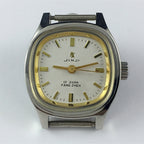 SHANGHAI JINJI 24mm gold square lady watch with elegant manual mechanical movement and 17 jewels.