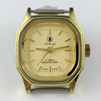 26mm SHANGHAI JINJI Lady Watch with golden square case and manual mechanical movement, featuring 17 jewels.