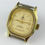 SHANGHAI JINJI 26mm lady watch with golden square case and 17-jewel manual mechanical movement.