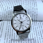 China Baihua 37mm manual mechanical watch with silver dial, 19 jewels, shock-resistant for lasting precision.