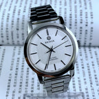 China Baihua 37mm manual mechanical watch with silver dial, 19 jewels, and shock-resistant design for durability