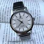 China Baihua 37mm manual mechanical watch with silver dial, 19 jewels, shock-resistant for long-lasting performance