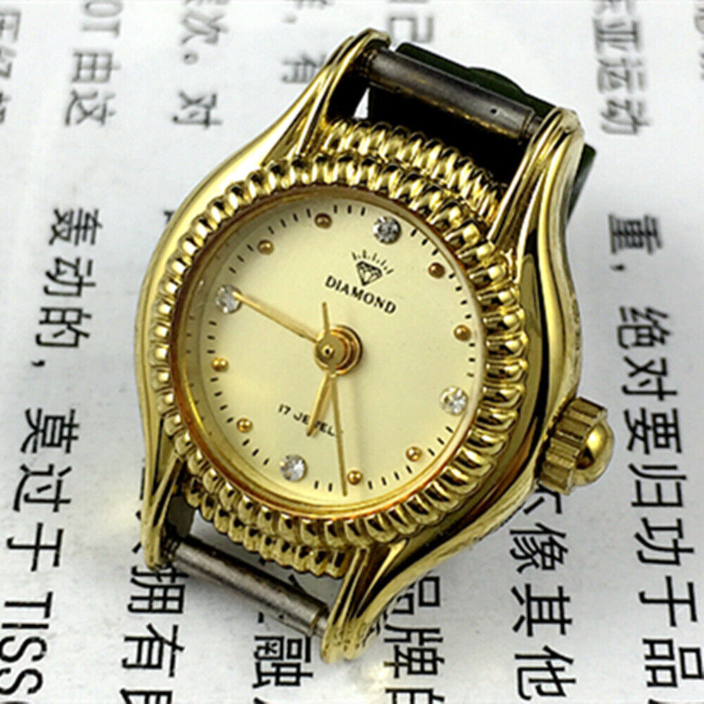 SHANGHAI DIAMOND Lady watch with yellow dial, golden nail markers, mechanical movement, 17 jewels.