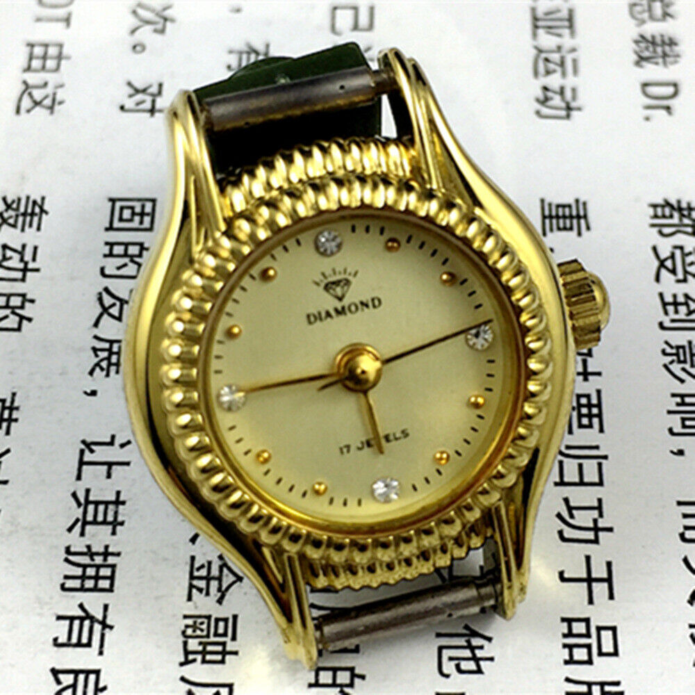 SHANGHAI DIAMOND Lady watch with yellow dial, golden nail markers, mechanical movement, 17 jewels.