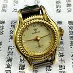 SHANGHAI DIAMOND Lady watch with yellow dial, golden nail markers, mechanical movement, 17 jewels.