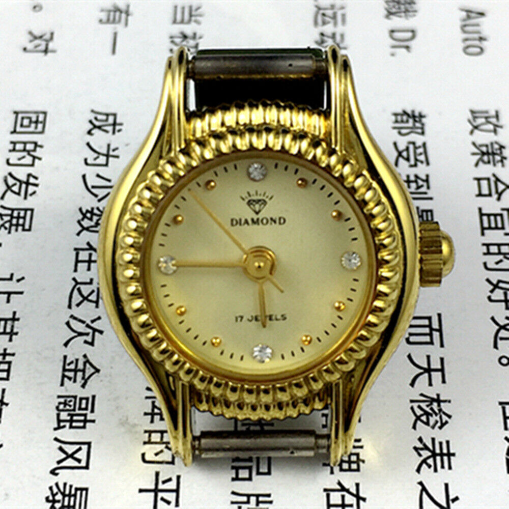 SHANGHAI DIAMOND Lady watch with yellow dial and golden nail markers, mechanical movement, 17 jewels.