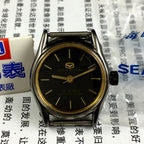 Black dial Seagull ladies mechanical watch with 19 jewels, Tianjin China craftsmanship, manual wind design.
