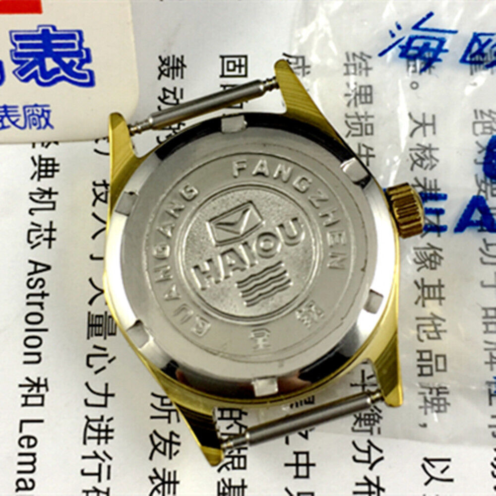 Golden dial Seagull manual mechanical ladies watch from Tianjin Factory, elegant design for daily wear.