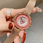 Women's Flowing-Sand Crystal Dial Mesh-Band Quartz Watch