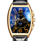 GESMART Men's Tonneau Shape Tourbillon Automatic Skeleton Mechanical Watch