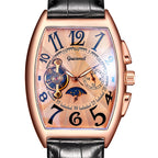 GESMART Men's Tonneau Shape Tourbillon Automatic Skeleton Mechanical Watch