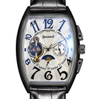 GESMART Men's Tonneau Shape Tourbillon Automatic Skeleton Mechanical Watch