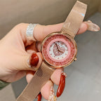 Women's Flowing-Sand Crystal Dial Mesh-Band Quartz Watch