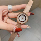 Women's Flowing-Sand Crystal Dial Mesh-Band Quartz Watch
