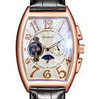 GESMART Men's Tonneau Shape Tourbillon Automatic Skeleton Mechanical Watch