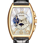 GESMART Men's Tonneau Shape Tourbillon Automatic Skeleton Mechanical Watch