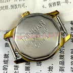 China Liaocheng TAISHAN mechanical lady watch with 19 jewels, golden nail accents, elegant and precise design.