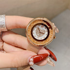 Women's Flowing-Sand Crystal Dial Mesh-Band Quartz Watch